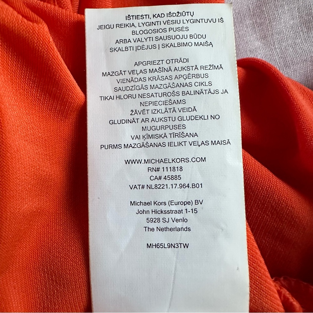 Michael Michael Kors Orange Belted Halter Tunic Gold Chain Neck Size M - Picture 10 of 12